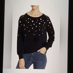 Billy T Black Sweater with Star Accents Pullover Crewneck Womens Medium